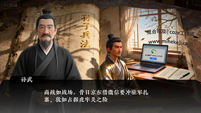 S86_米核ai精品视频工作流_新闻-孙子兵法-曼波/曹操语音-觅合可及  Coze工作流分享 智能体 提示词 一件生成视频图片程序案例